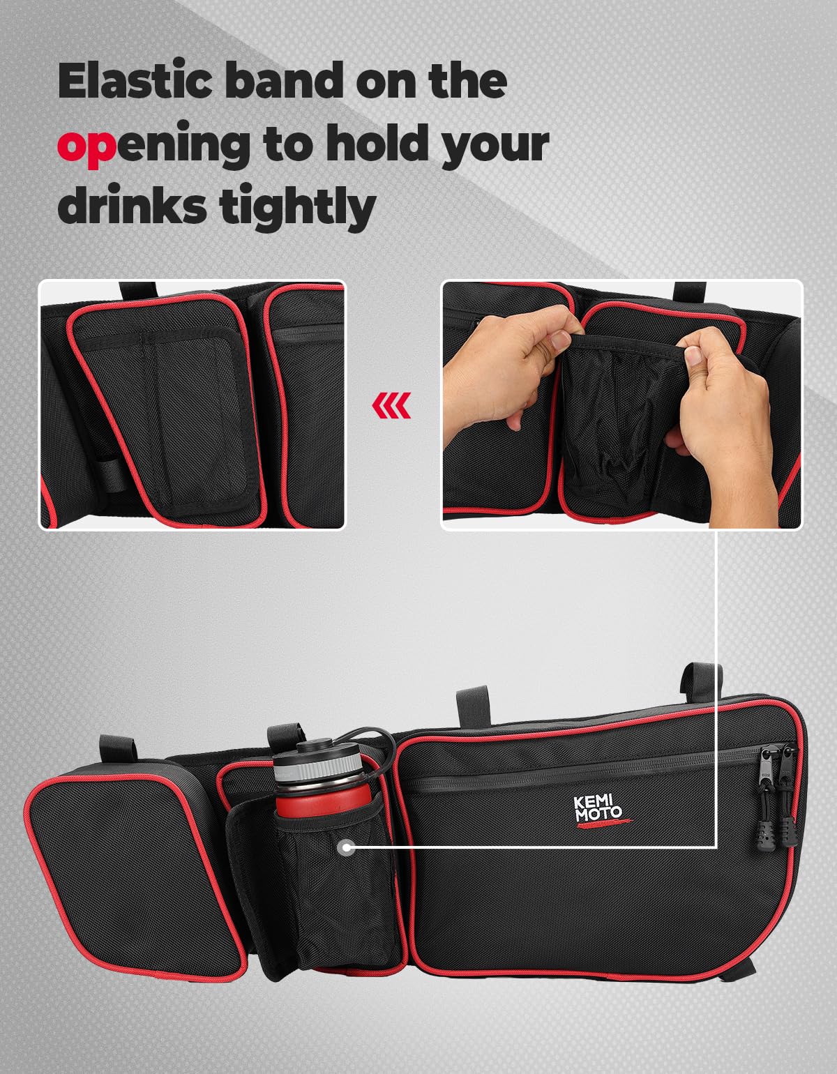 Kemimoto Bags with Knee Pads for Can‑Am Maverick X3 Red