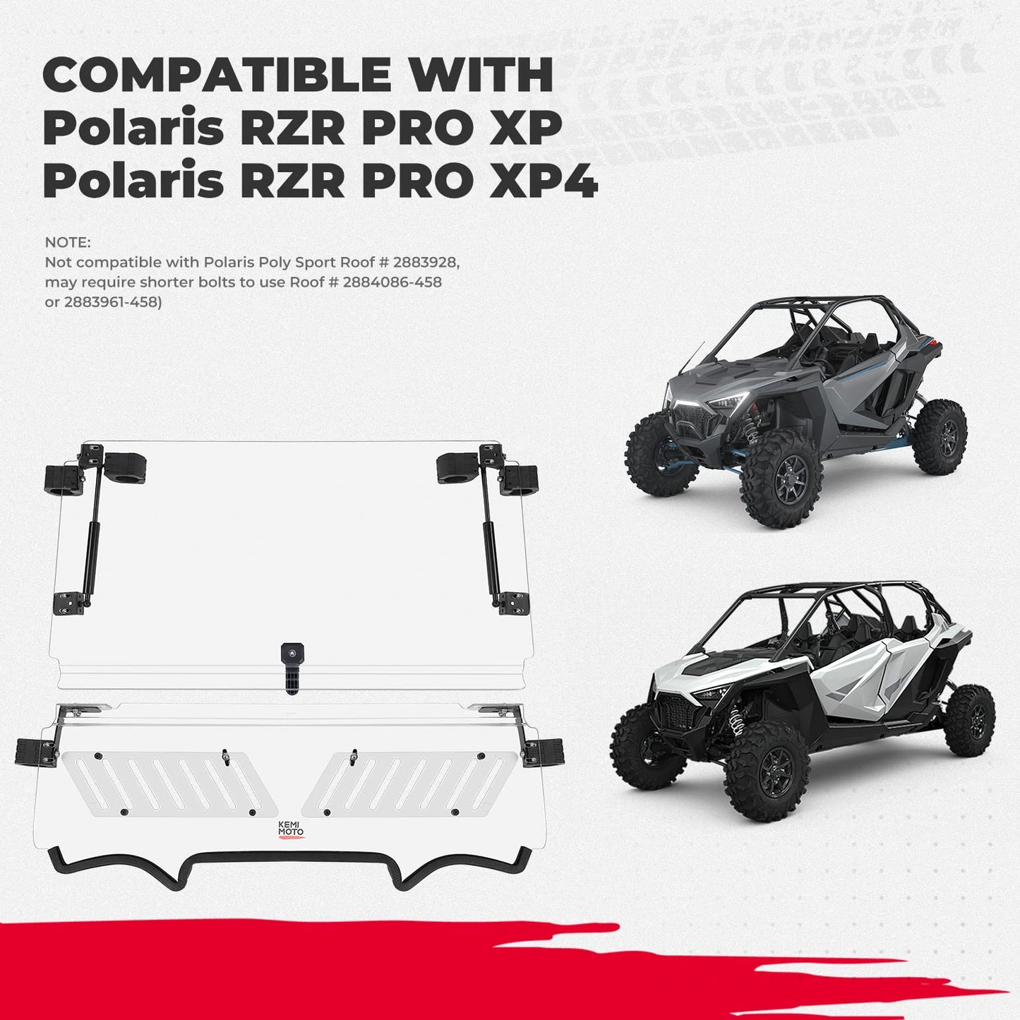 Kemimoto 3-in-1 Folding Half Windshield Polaris RZR PRO XP 2020-2024