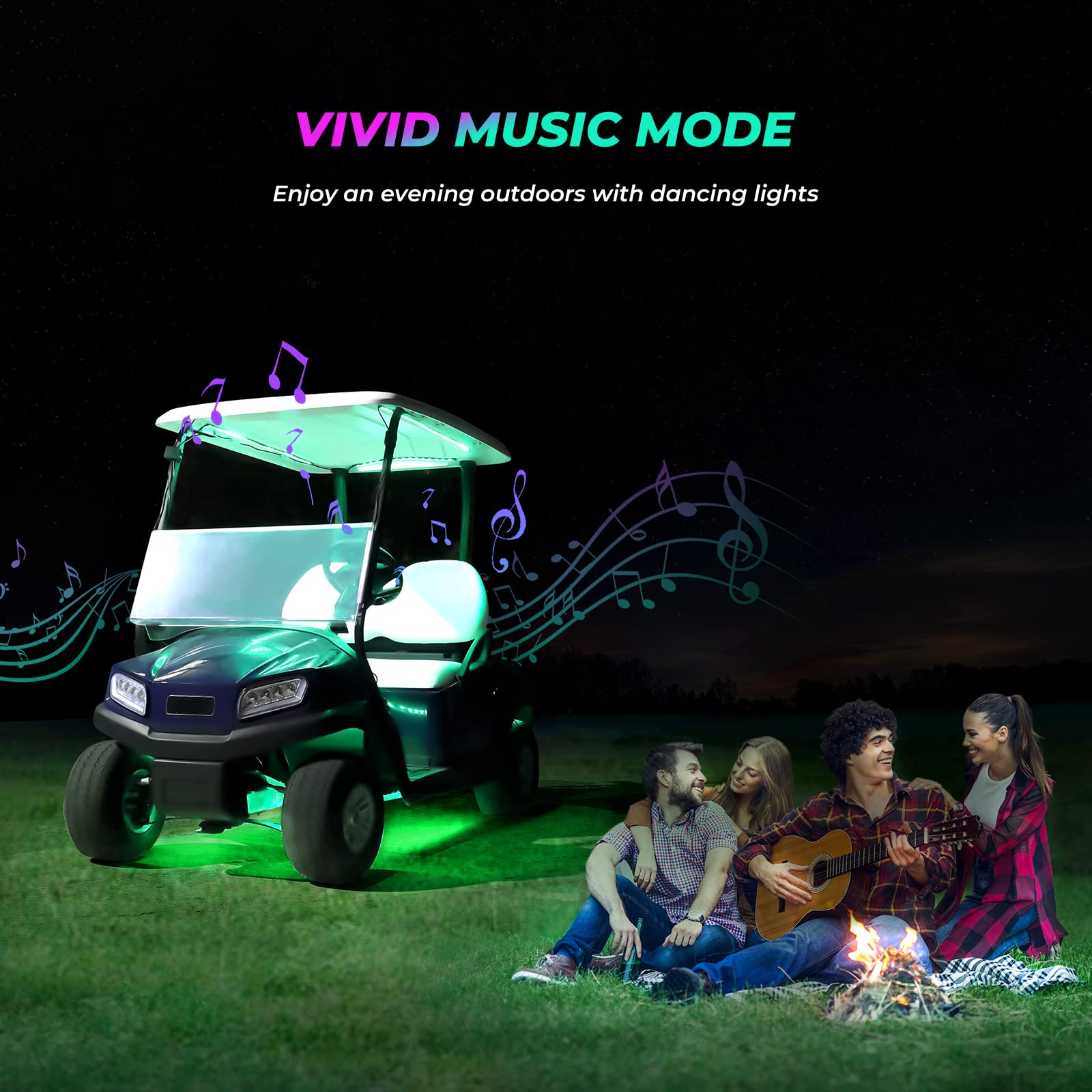 Kemimoto Million Colors Underglow LED Light Kit 12V 12PCS