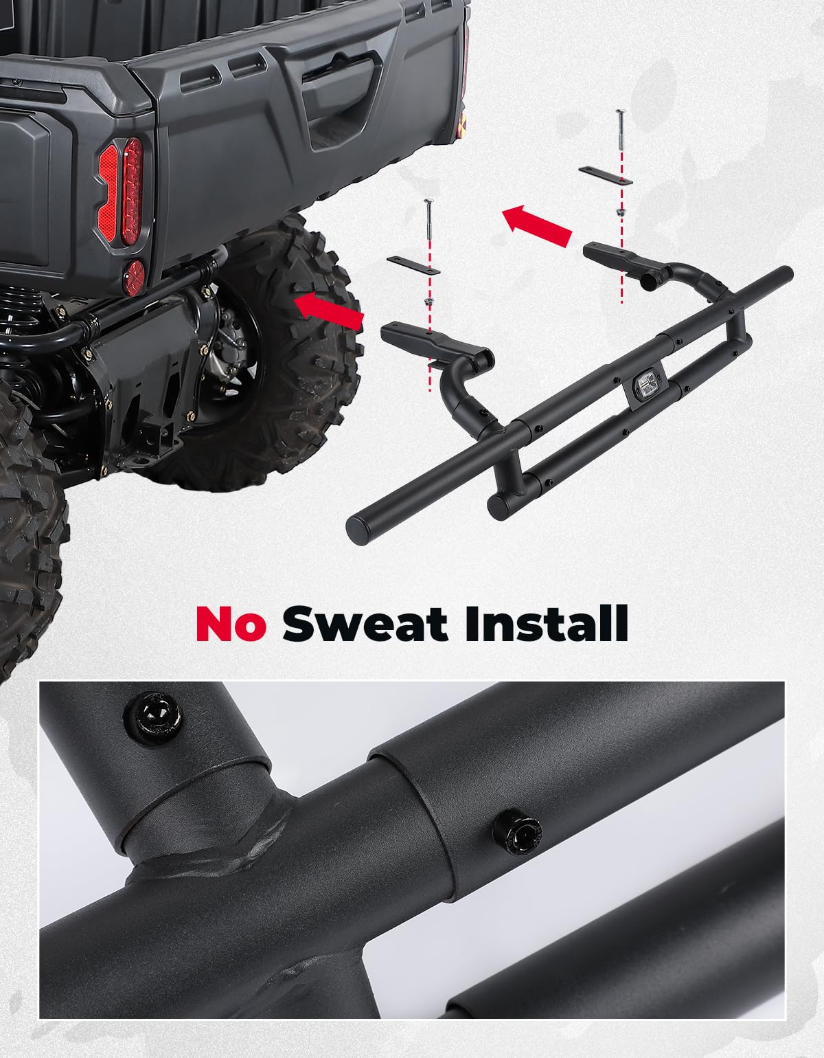 Kemimoto Rear Bumper with Light for Can‑Am Defender