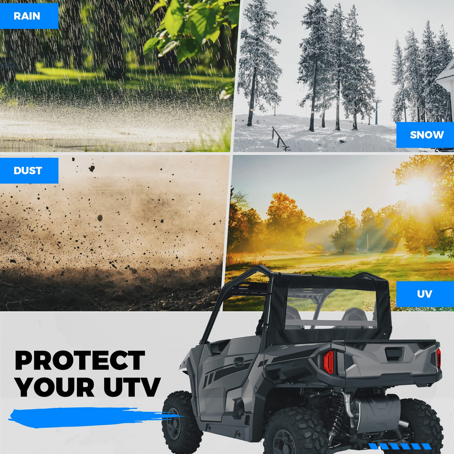 Kemimoto PVC Soft Rear Windshield for Polaris General 1000/XP 1000