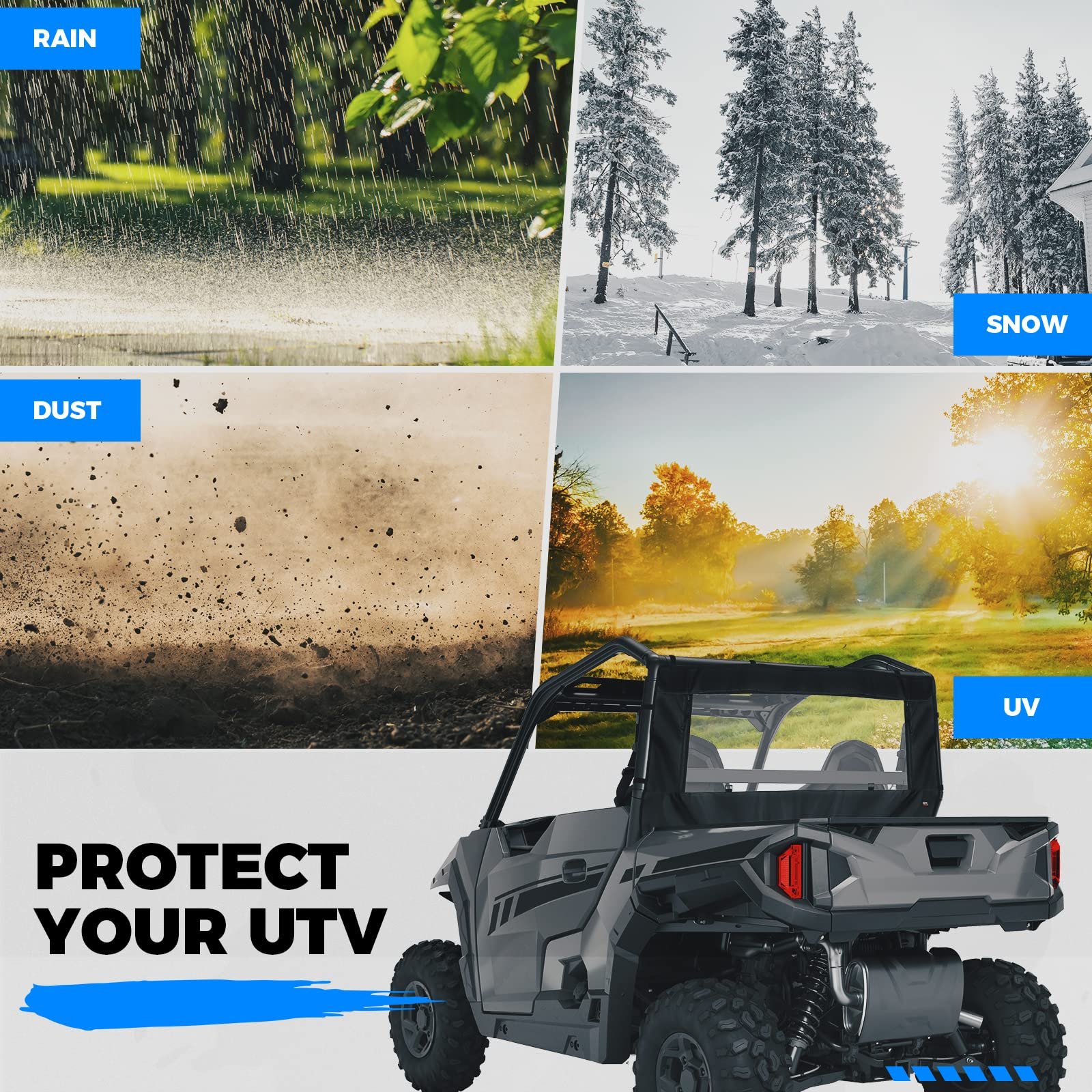 Kemimoto PVC Soft Rear Windshield for Polaris General 1000/XP 1000