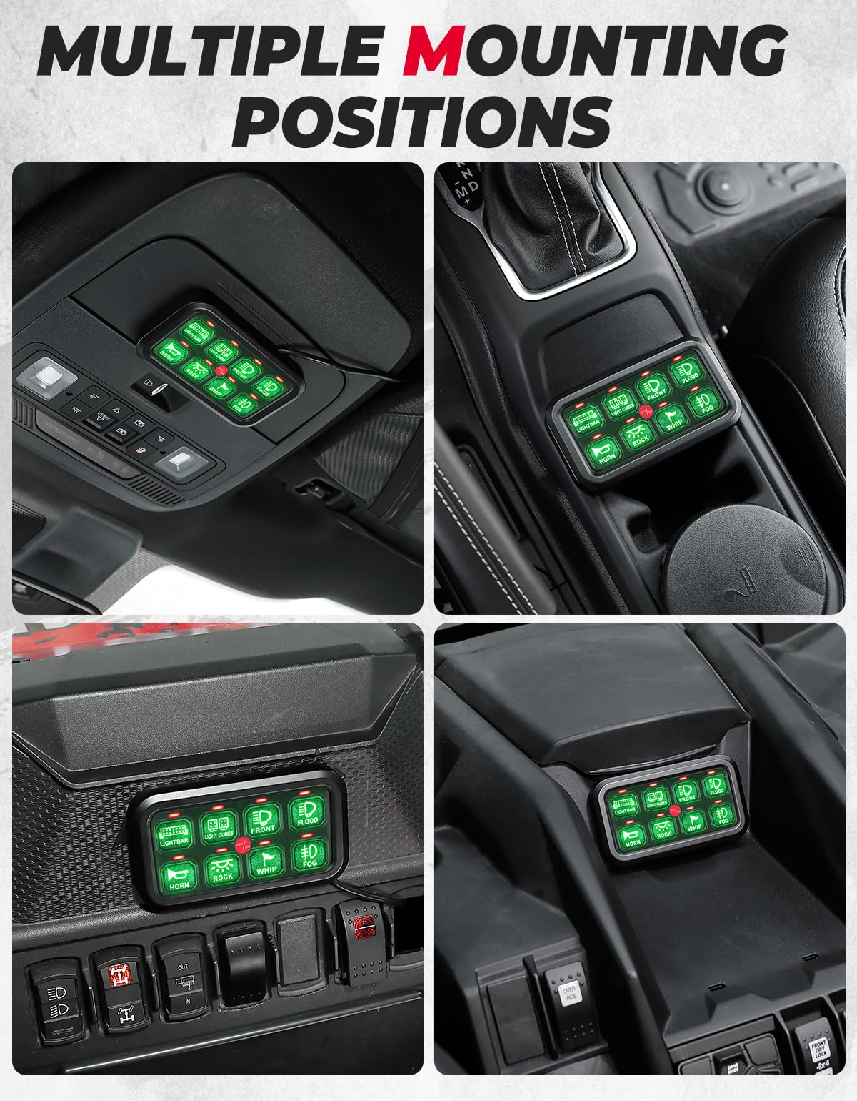 12-24V 8 Gang Switch Panel for Cars, UTVs, Trucks, Wrangler & RZR X3