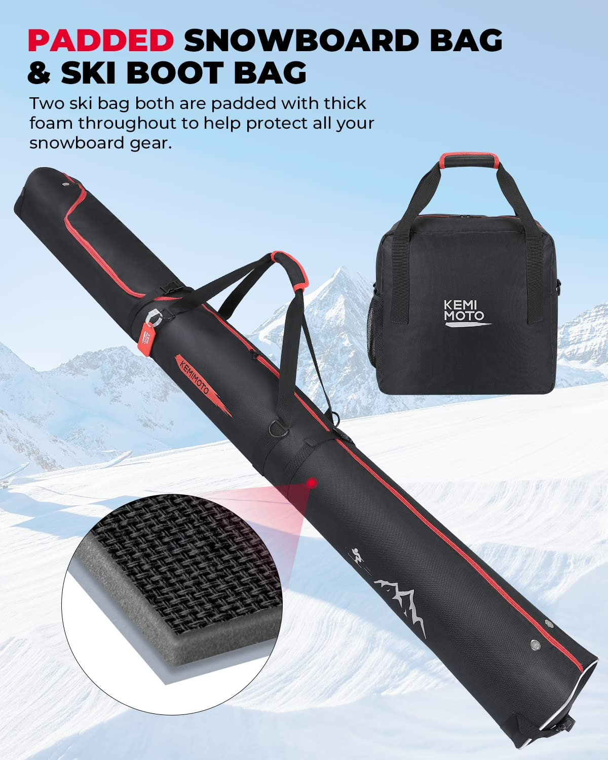 Kemimoto Ski Boot Bag Combo Red 25L 600D Oxford