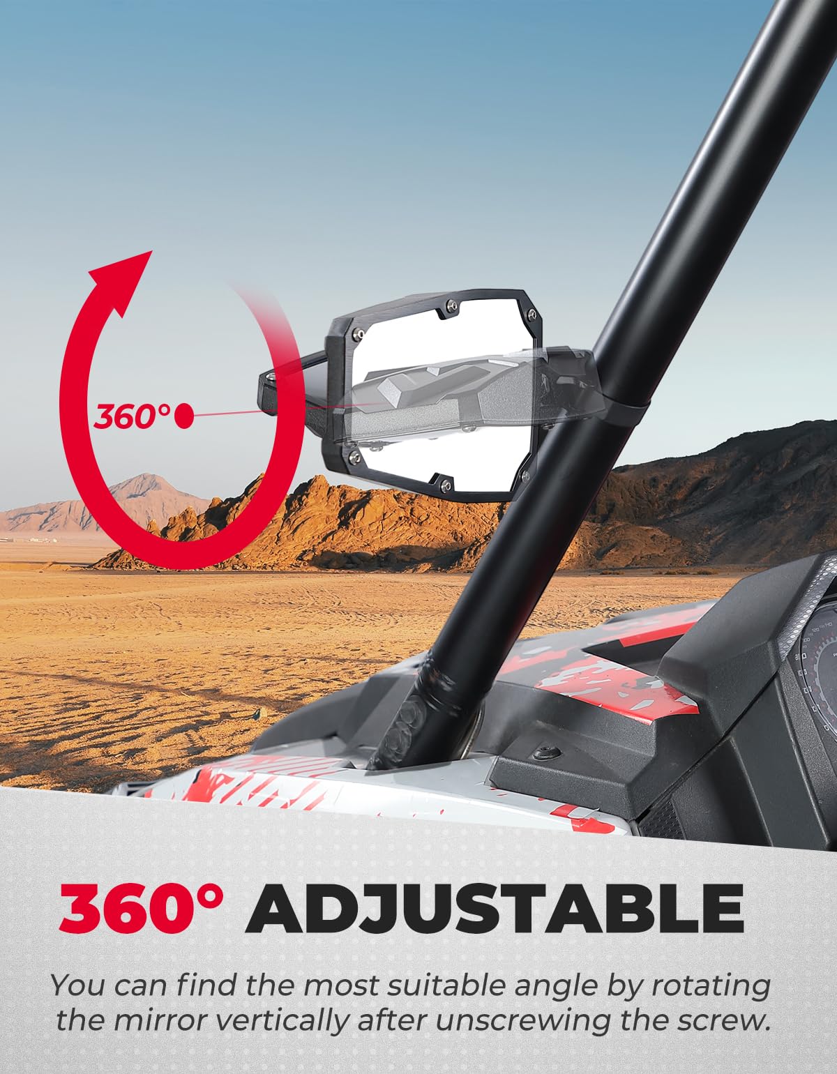 Kemimoto UTV Universal Side View Mirrors 1.5-1.875in Polaris
