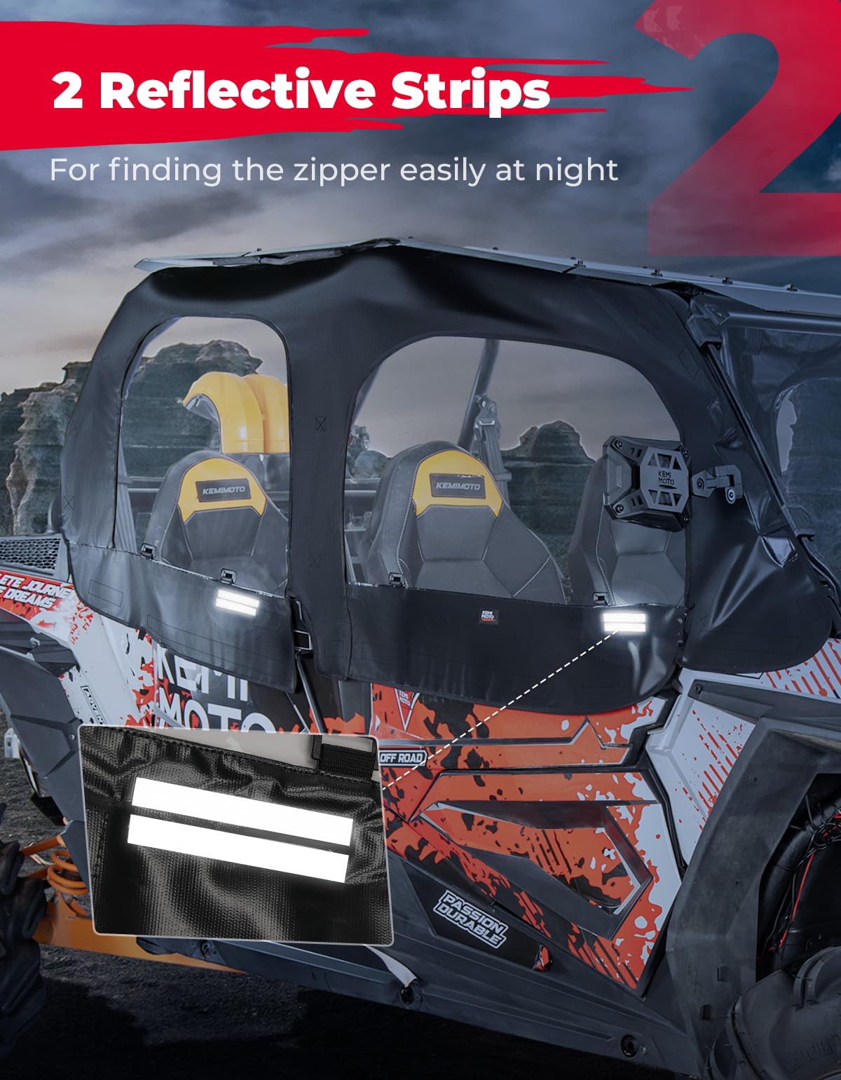 Kemimoto Soft Upper Door Enclosure for Polaris RZR XP4 1000