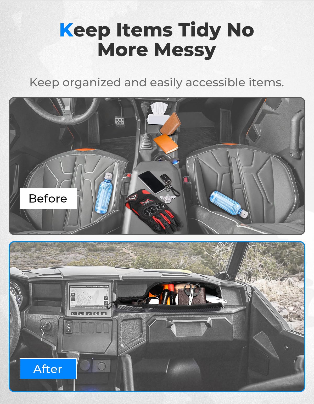 Kemimoto Dashboard Storage Bag for Polaris General 1000/4 1000