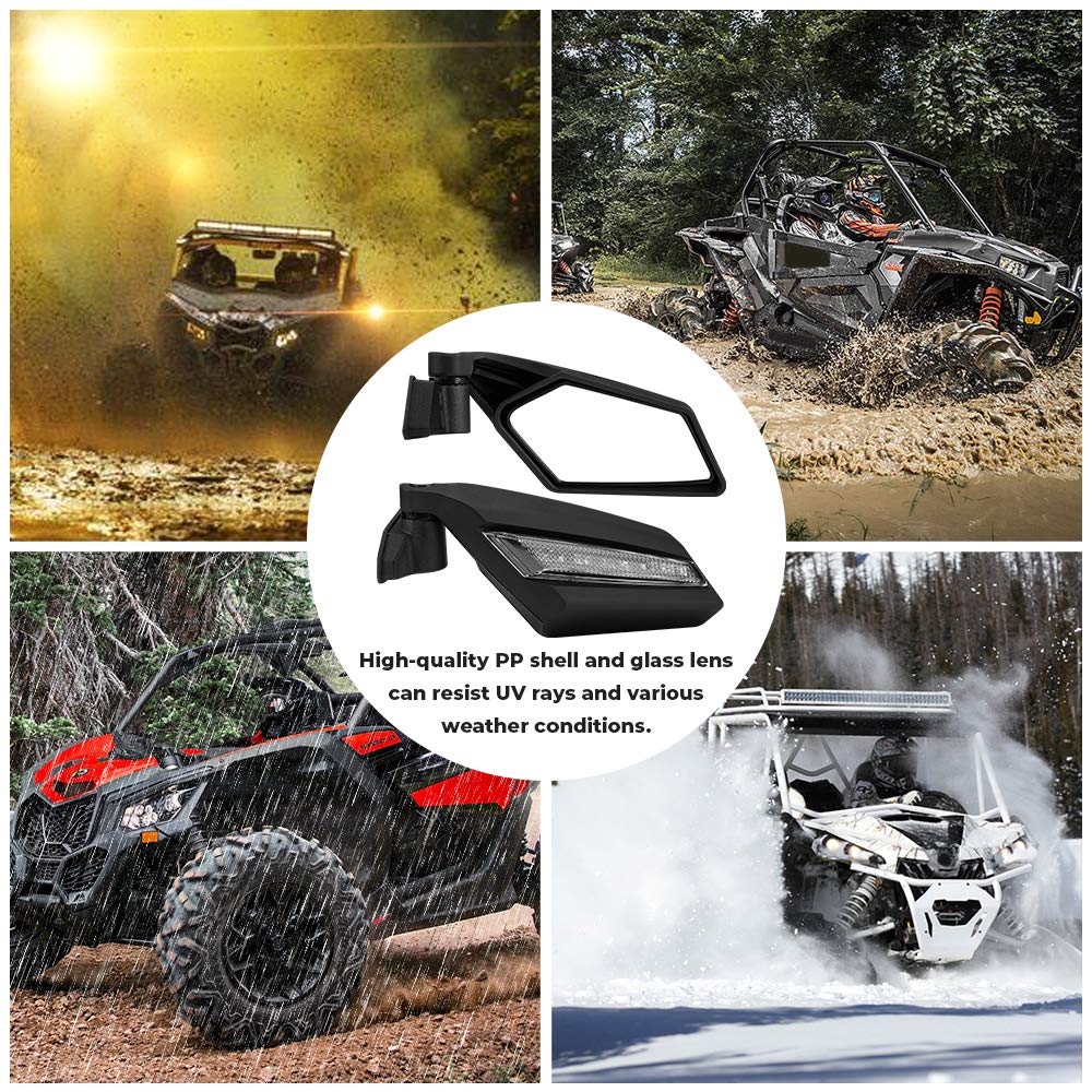 Kemimoto LED Mirrors With Turn Signal For Can‑Am Maverick X3