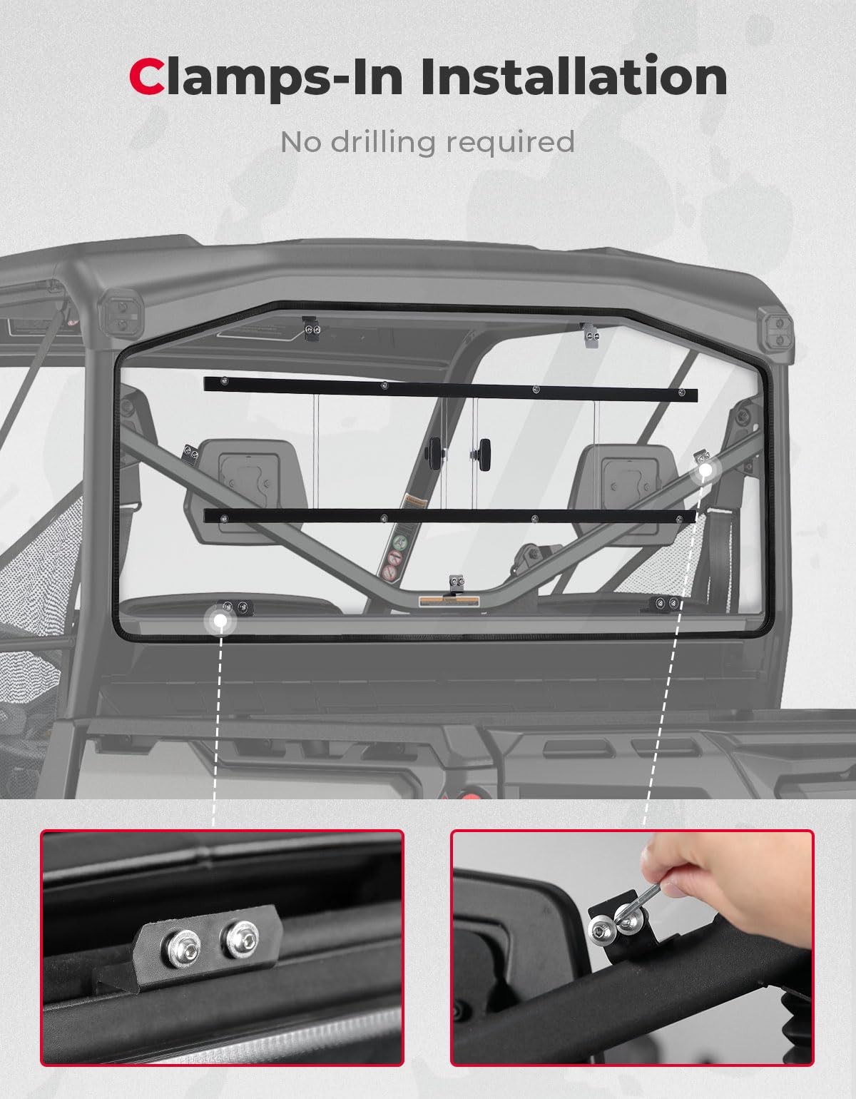 Kemimoto Sliding Rear Windshield for Can-Am Defender HD5-10