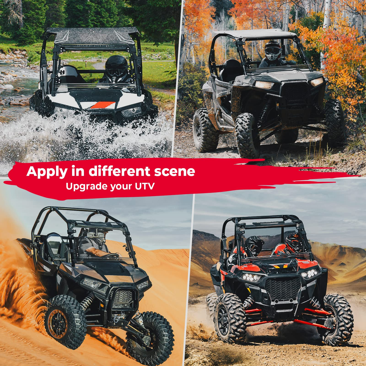 Kemimoto 4-IN-1 Flip Windshield for RZR XP 1000/900/Trail S