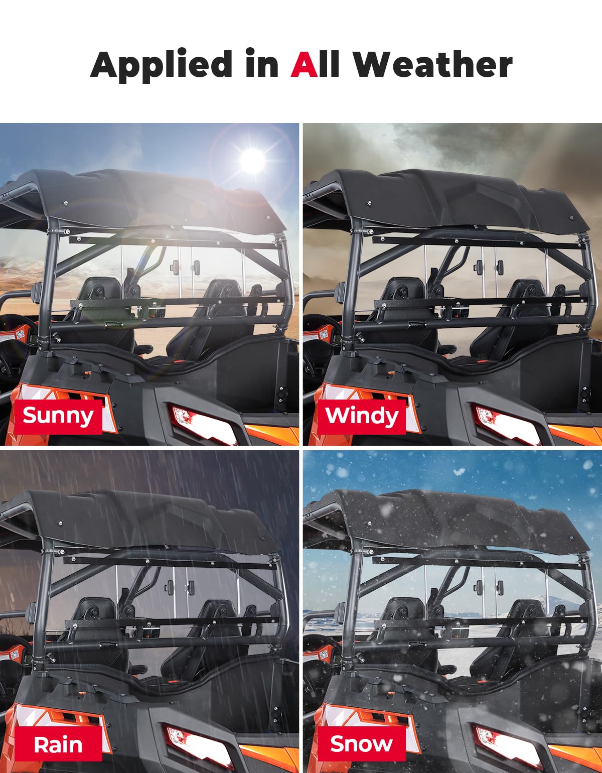 Kemimoto 2-IN-1 Rear Windshield for CFMOTO ZForce 500/800/1000