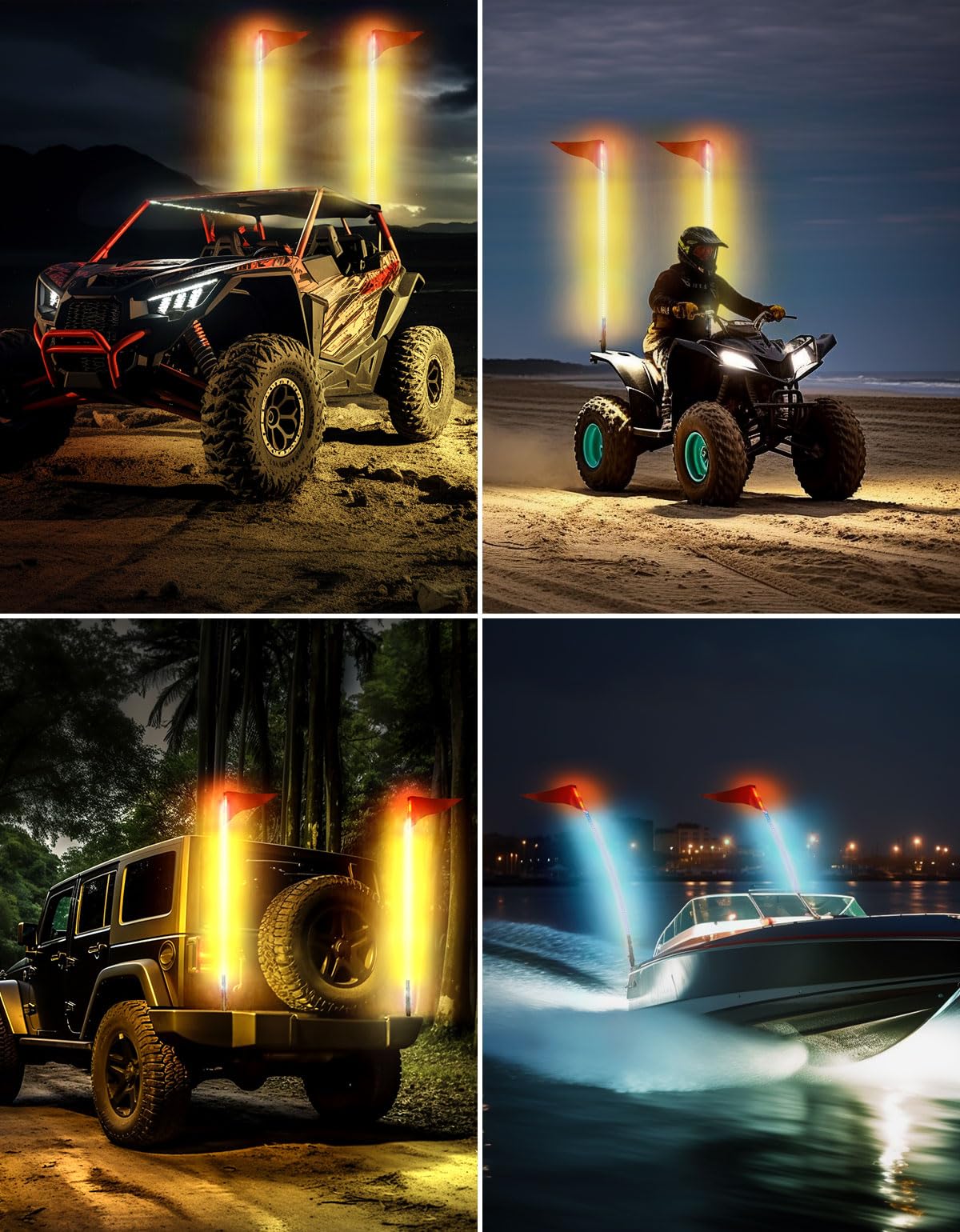 Kemimoto 5FT Whip Lights with Spring Bases