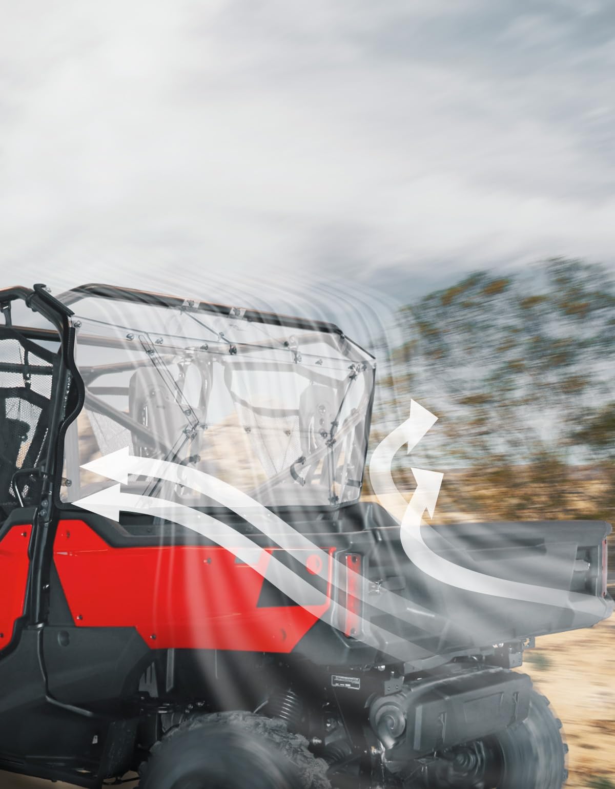 Kemimoto Rear Windshield for Pioneer 1000-6 UV Resistant