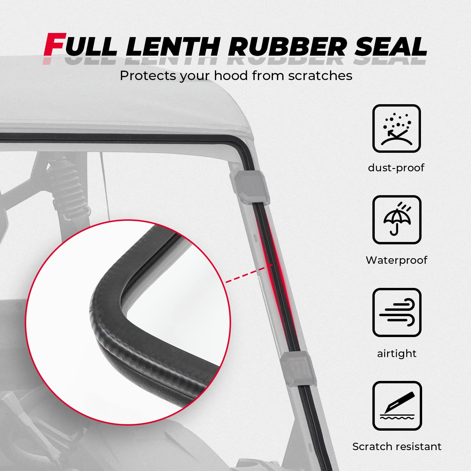 Kemimoto Rear & Front Vented Full Windshield for Can‑Am Defender