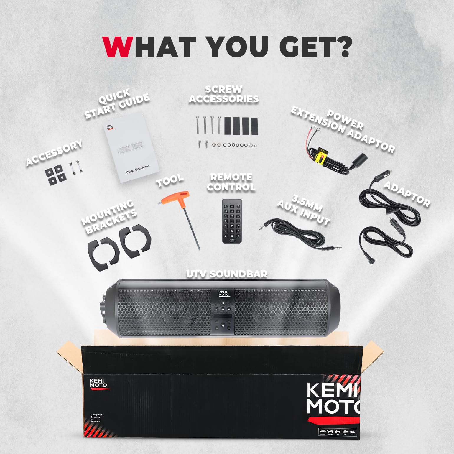 Kemimoto 18" UTV Sound Bar RGB Bluetooth for Maverick X3/RZR