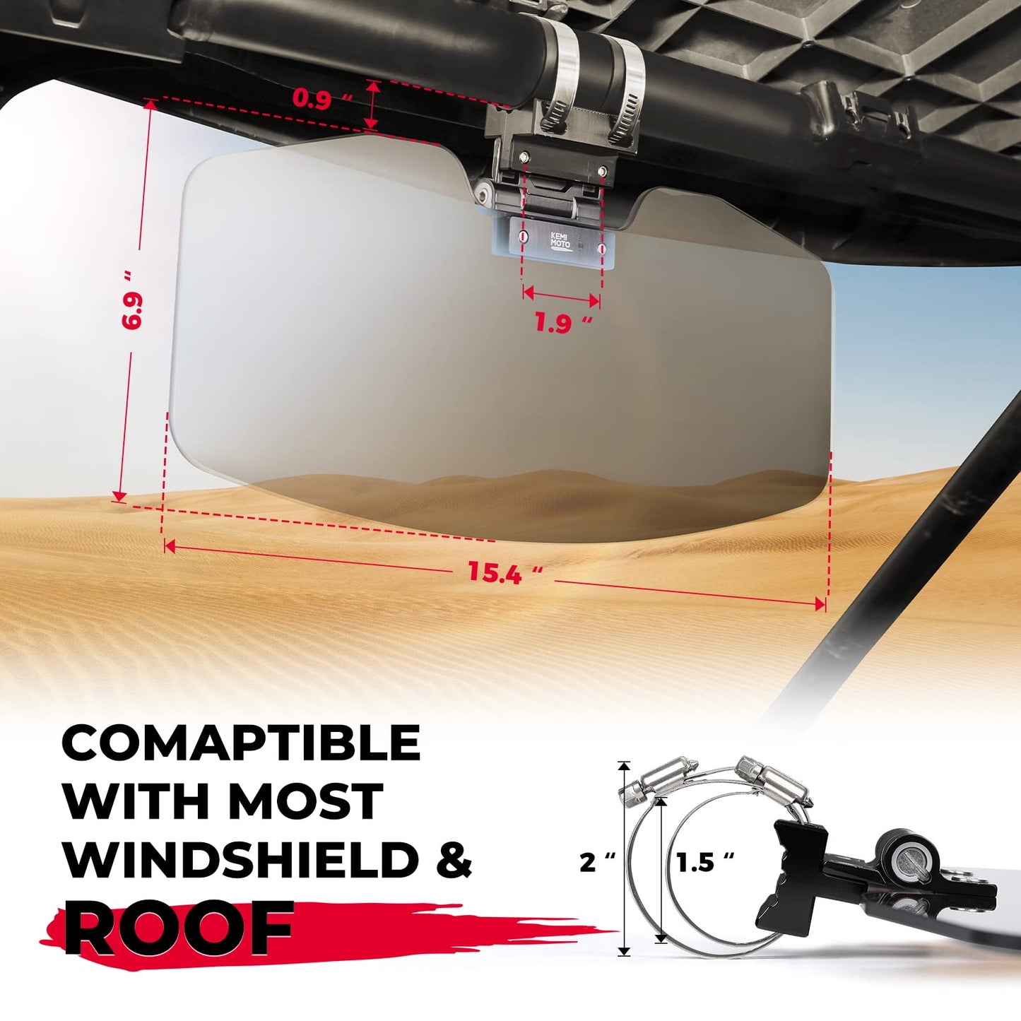 Kemimoto UTV Sun Visor 240° Rotatable