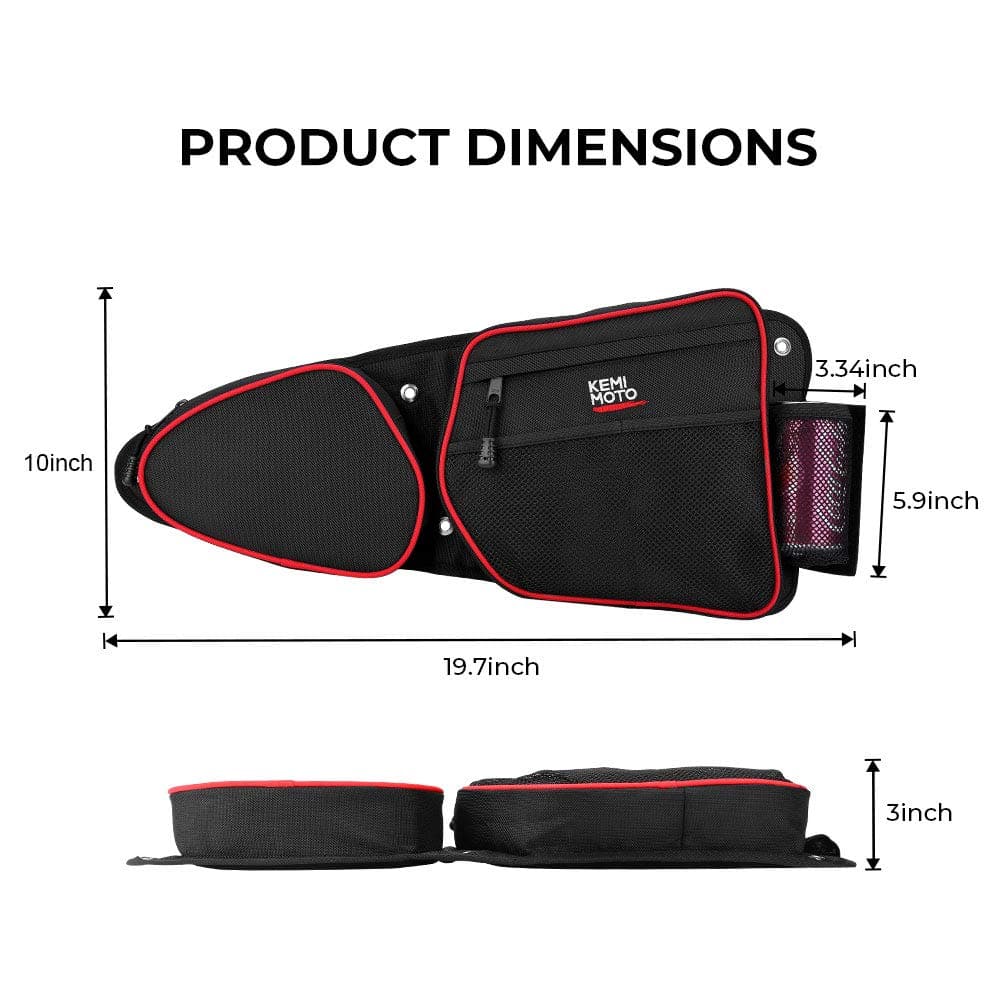 Kemimoto Front Door Bags with Knee Pad for Polaris RZR