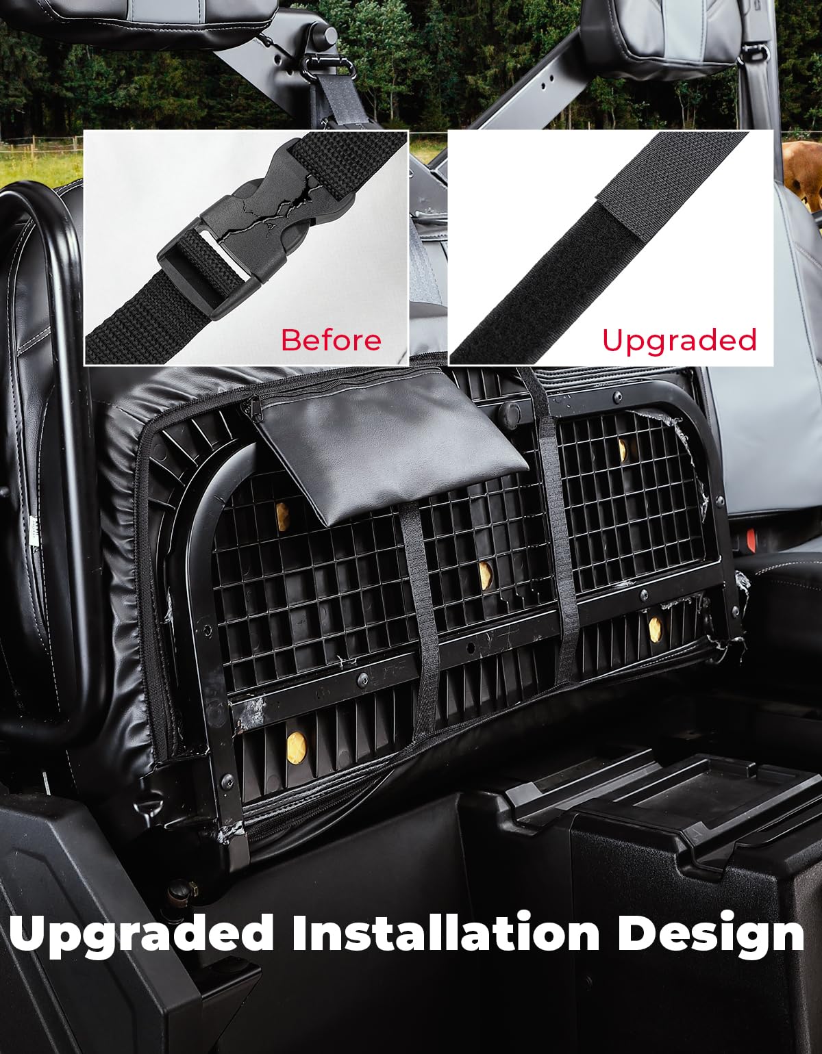 Kemimoto UTV Leather Seat Cover with Pocket for Polaris Ranger