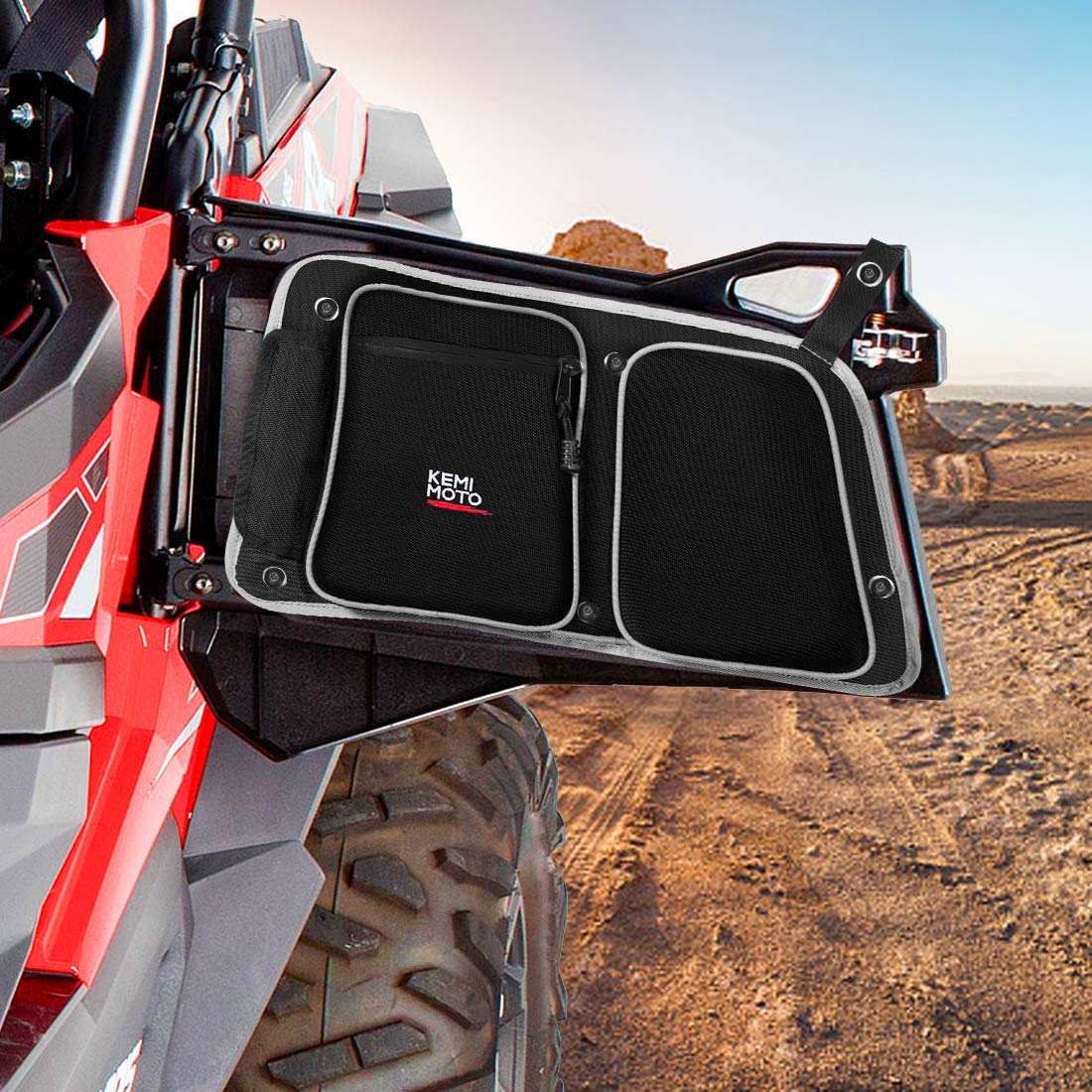 Kemimoto Rear Door Bags With Knee Pad For Polaris RZR