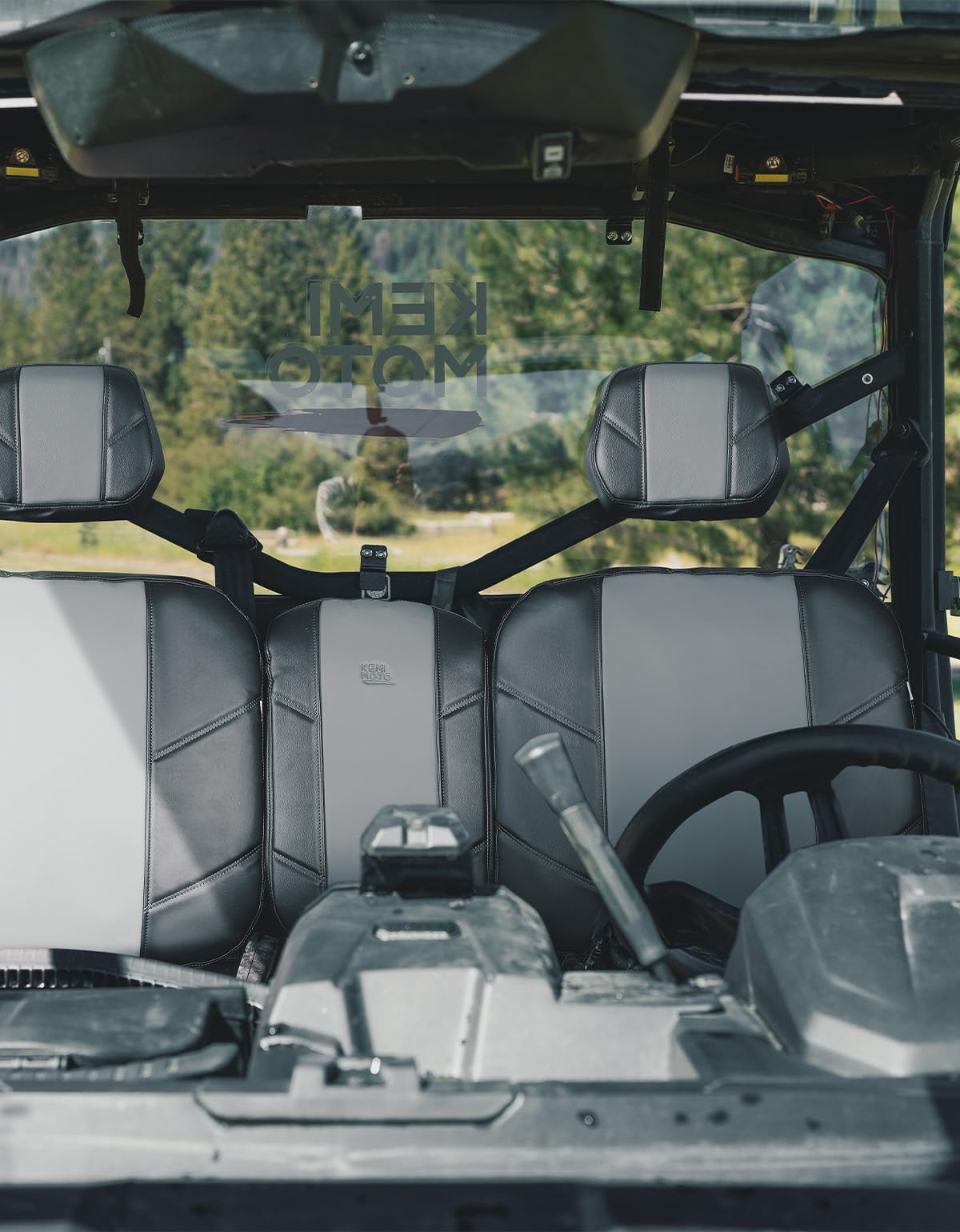 Kemimoto Leather Split Bench Seat Covers for Can‑Am Defender