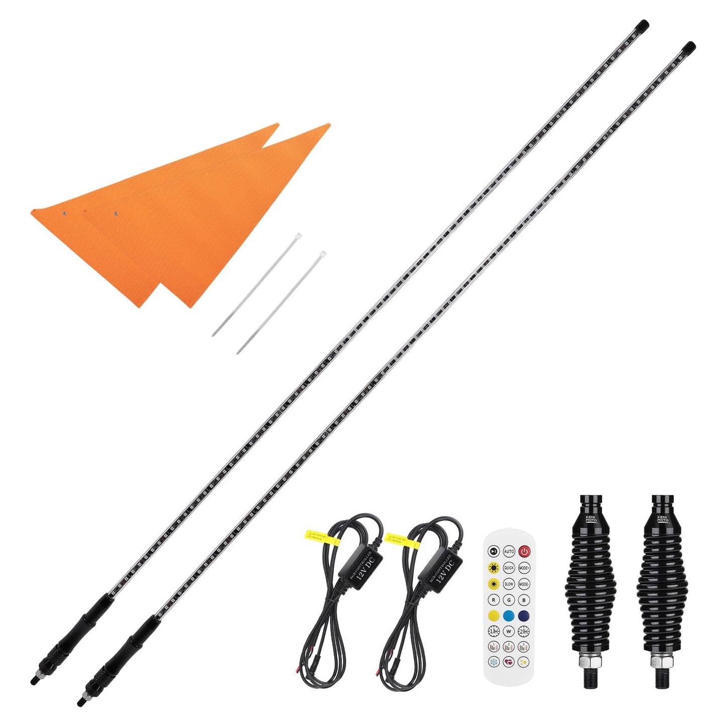 Kemimoto 5FT Whip Lights with Spring Bases
