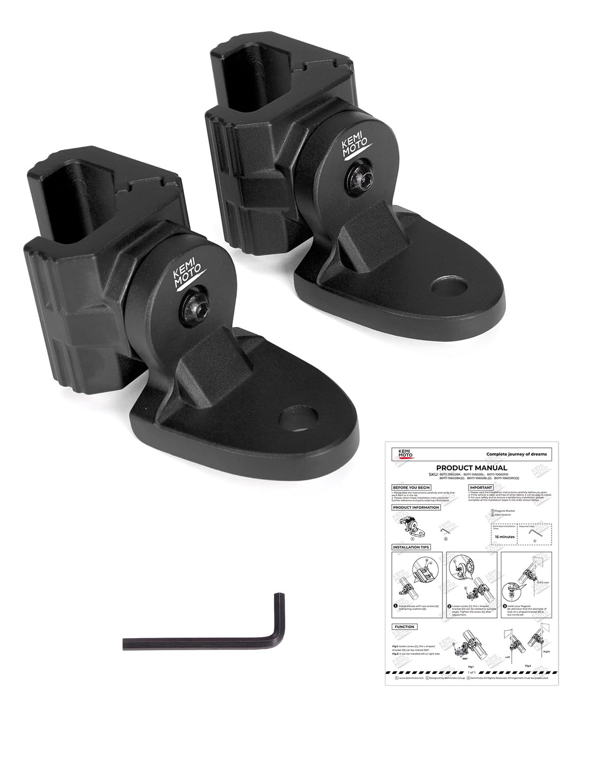 UTV Whip Light Flag Mounts Fit Pro-Fit Cage