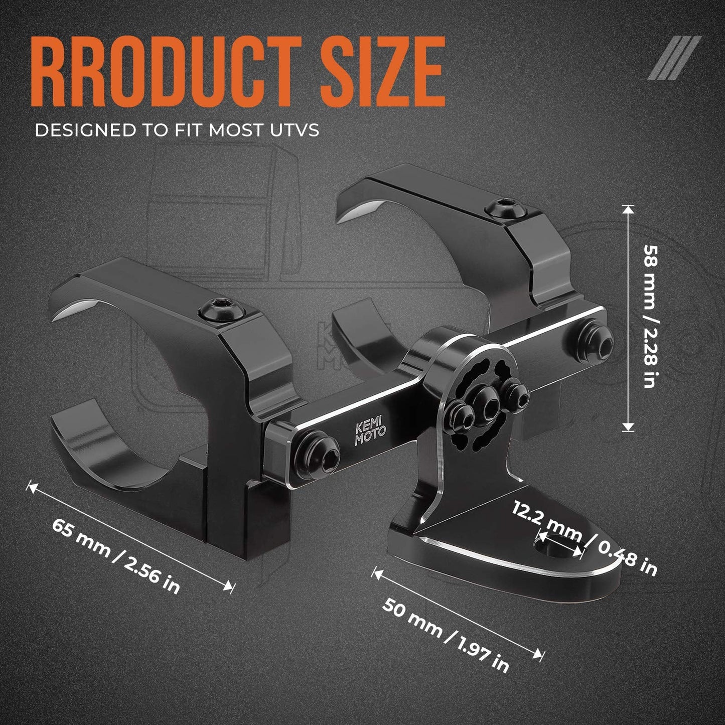 Kemimoto Aluminum UTV Whip Light Mount