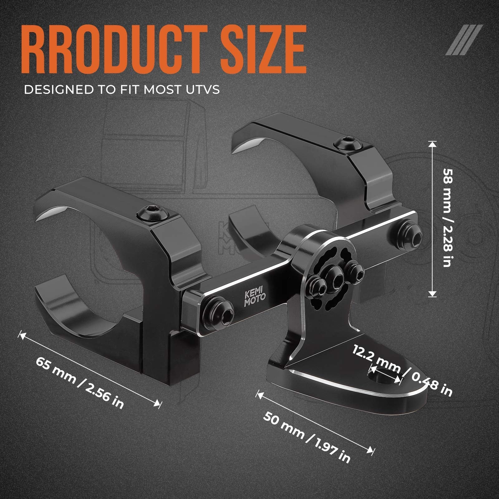 Kemimoto Aluminum UTV Whip Light Mount