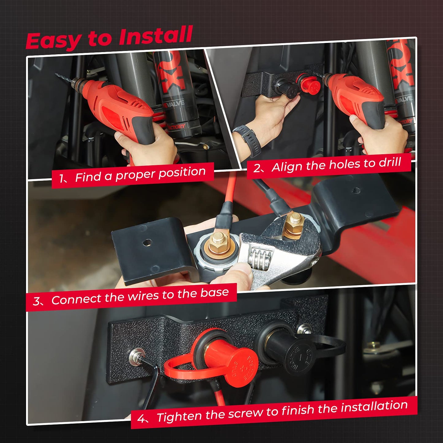 Universal Battery Jump Post Starter Terminal Relocation Kit for Can‑Am Maverick X3, Polaris