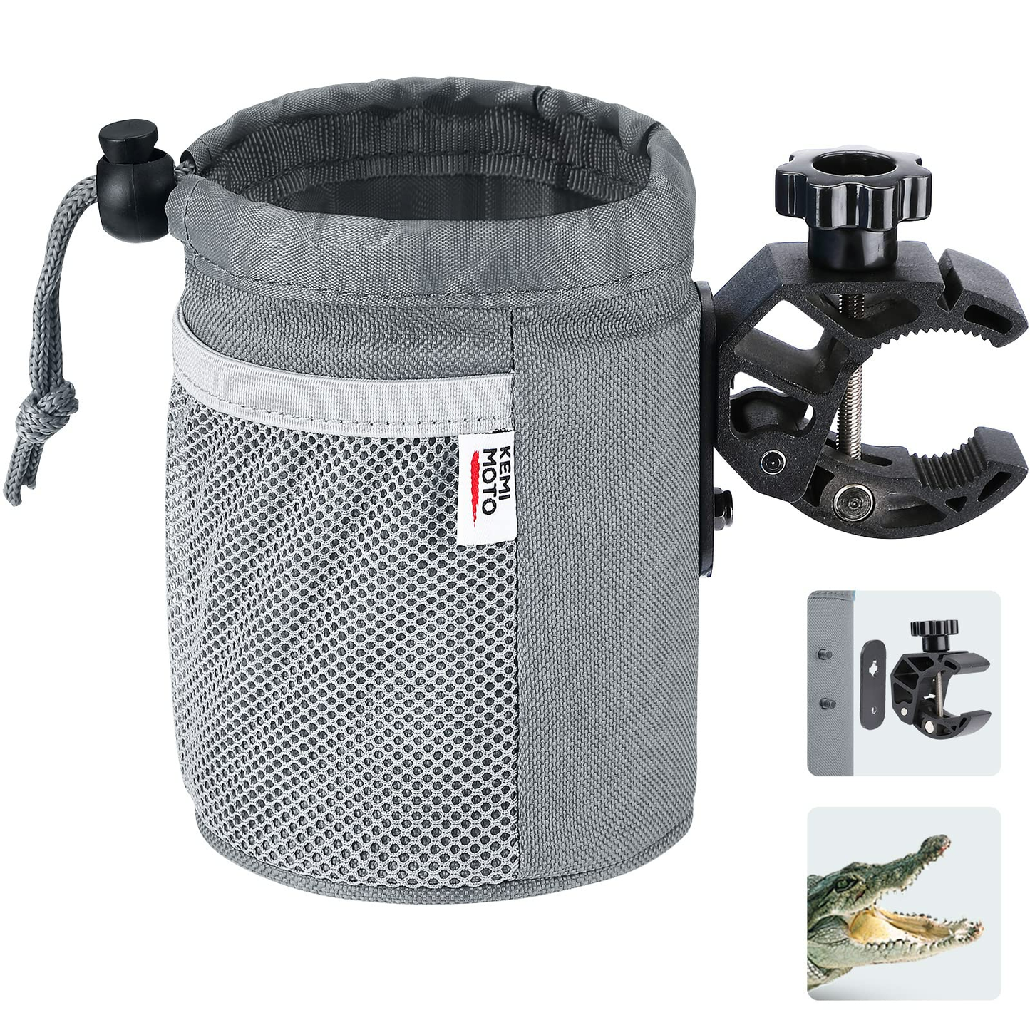 Universal Oxford Fabric Cup Holder with 0.6"-1.5" Alligator Clamp