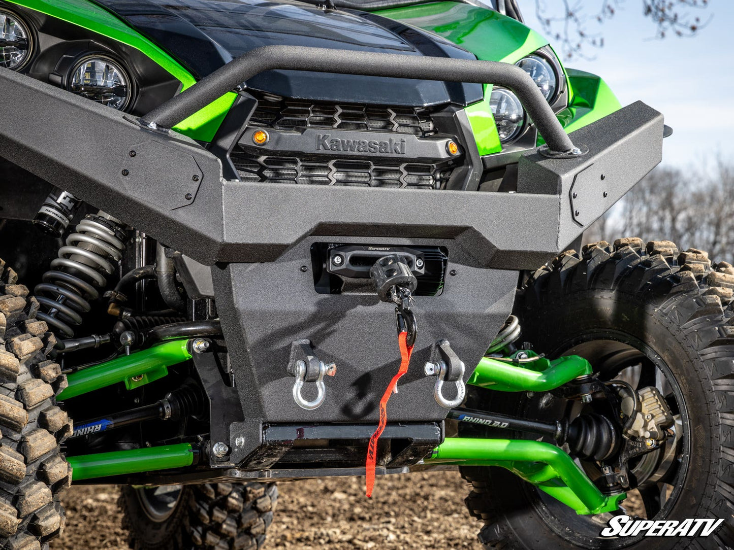 SuperATV Kawasaki Teryx Ready-Fit Winch 4500lb Black Ops 50′ Rope