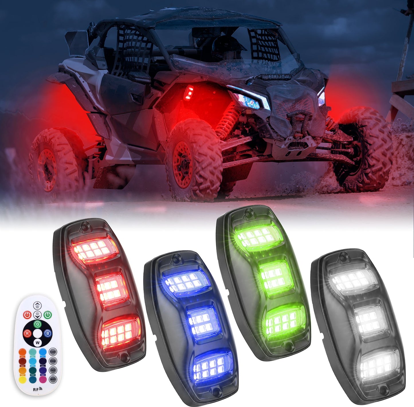 Kemimoto Universal 8 Pods RGB Rock Light Kit