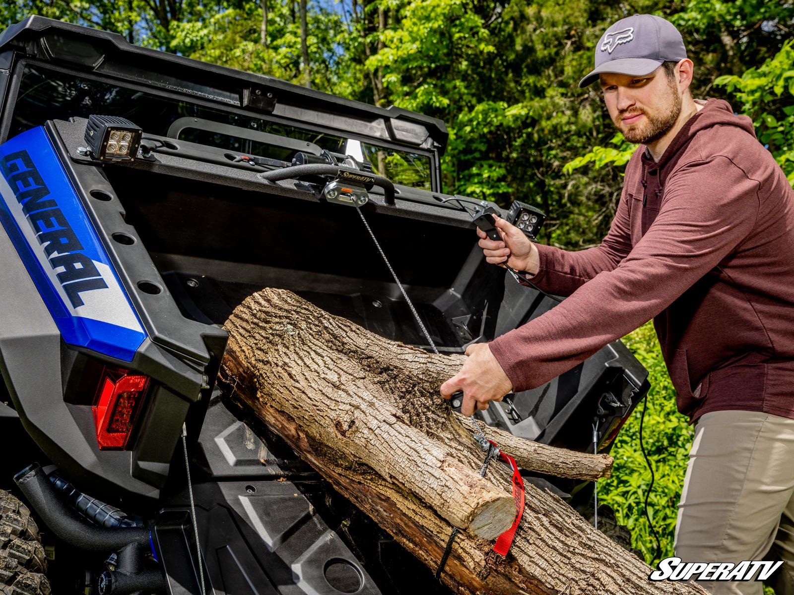 SuperATV Polaris General XP 1000 Bed Winch 500‑Lb Capacity