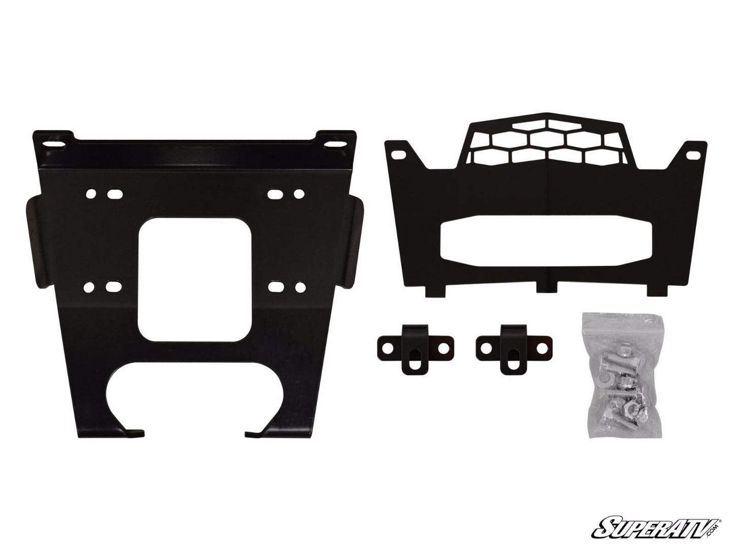 SuperATV Polaris RZR 900 Winch Mounting Plate Powder-Coated Steel