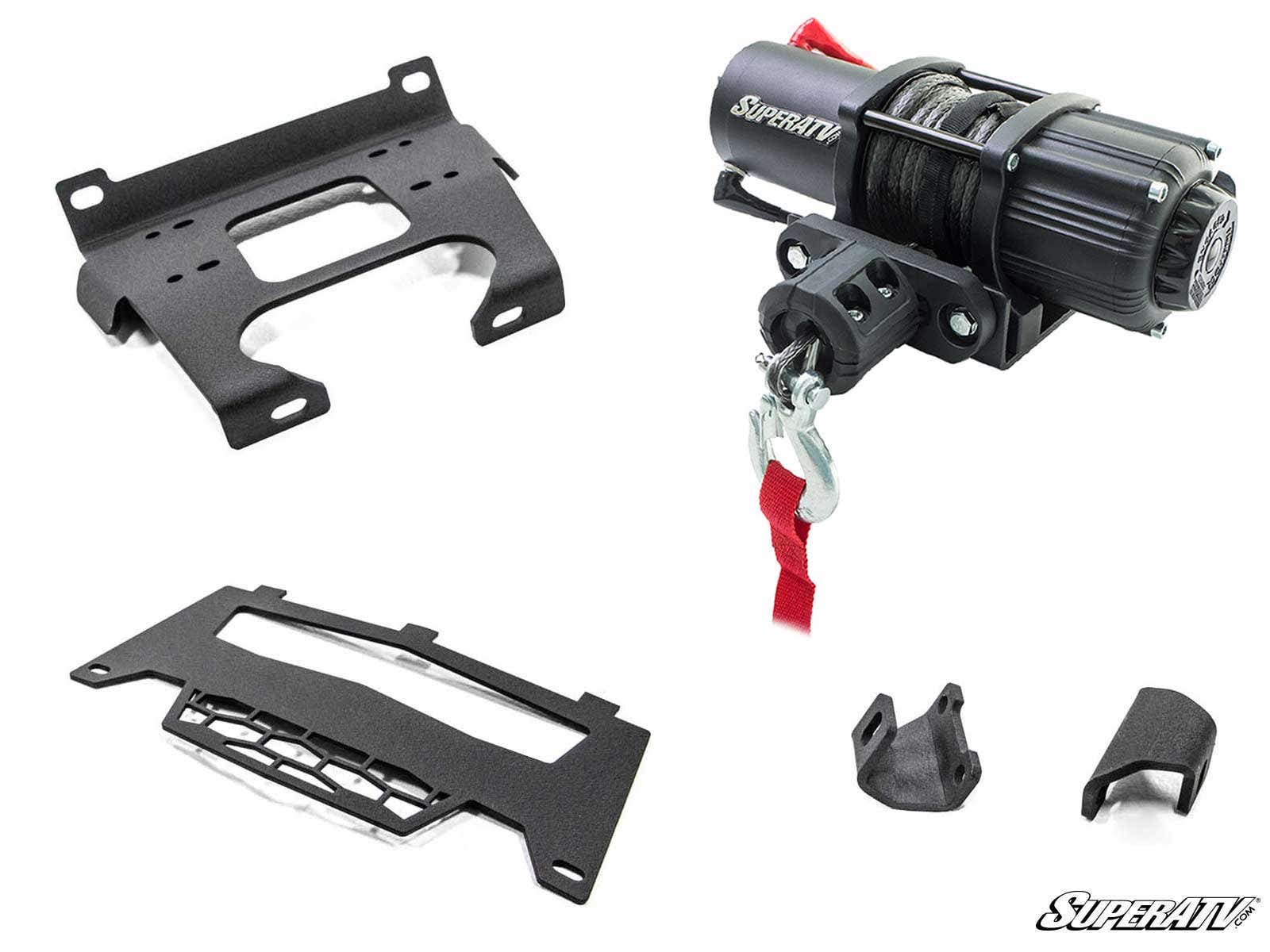 SuperATV Polaris RZR XP 1000 Winch Mounting Plate Powder-Coated Steel