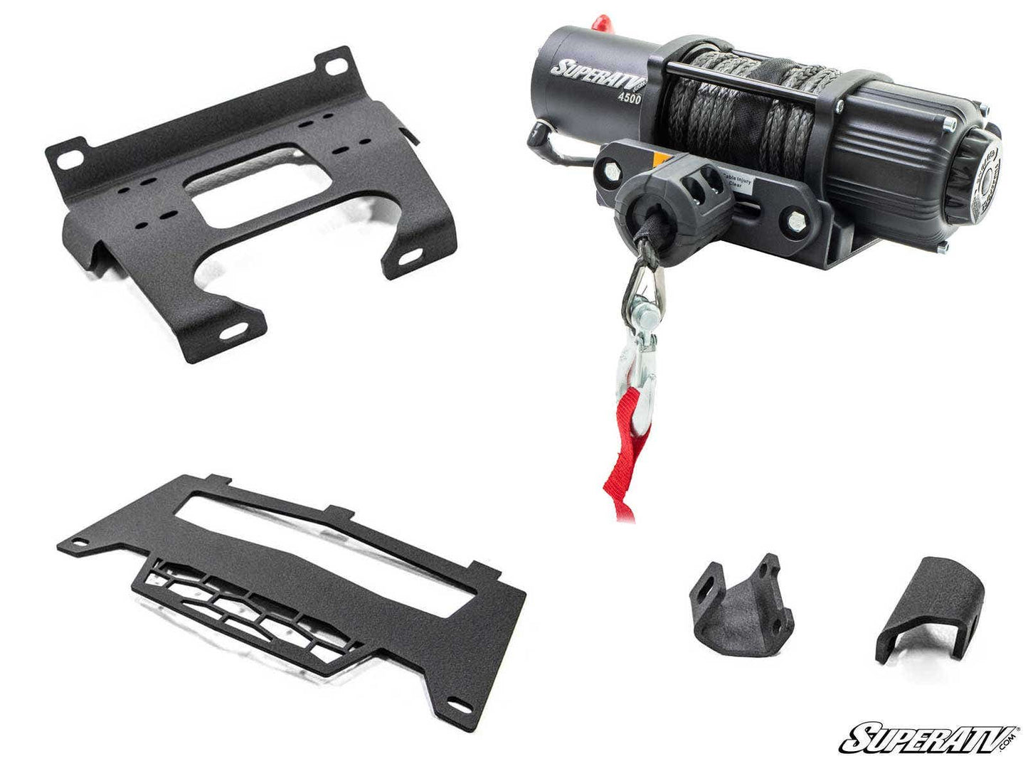 SuperATV Polaris RZR XP 1000 Winch Mounting Plate Powder-Coated Steel