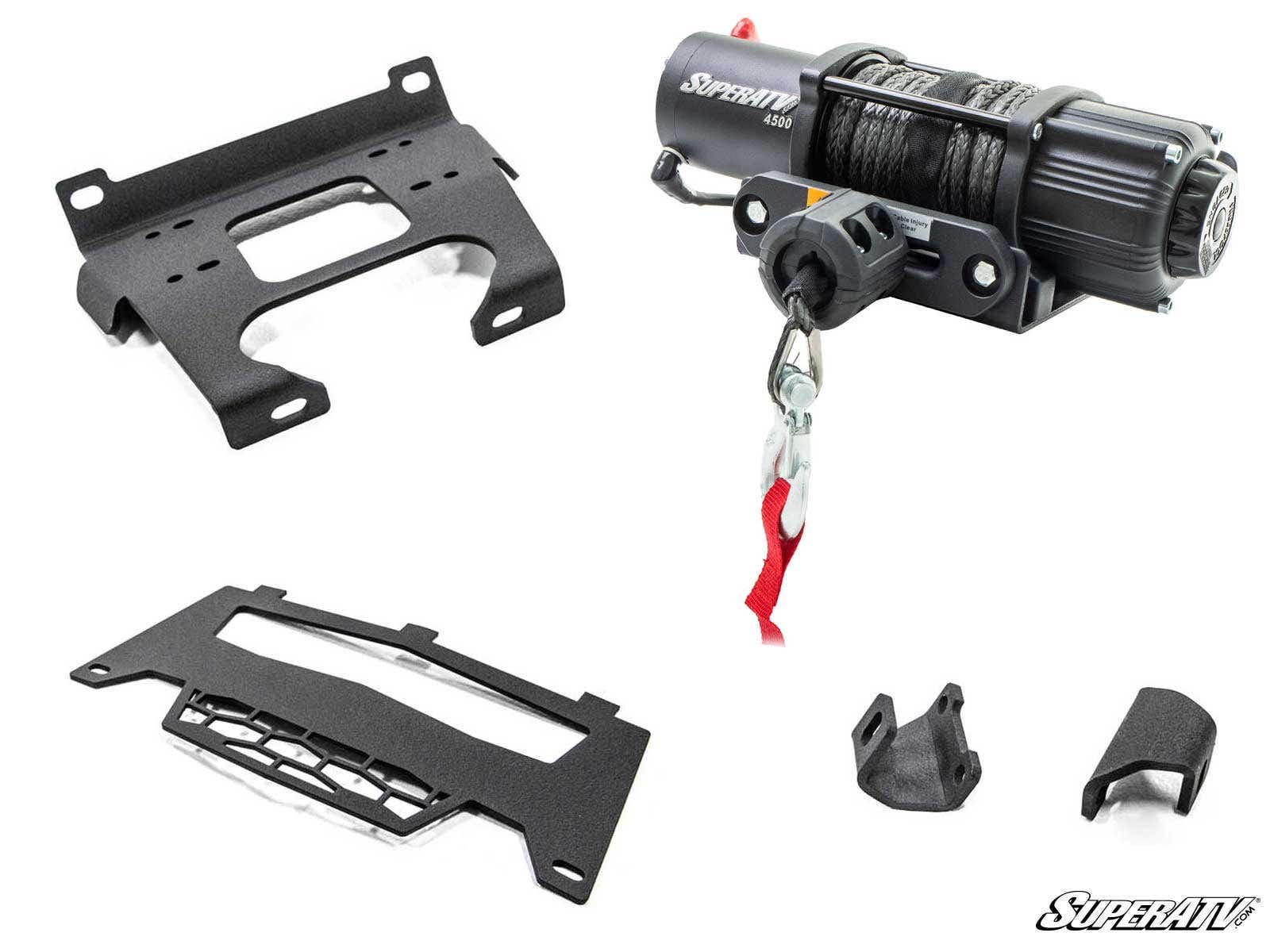 SuperATV Polaris RZR XP 1000 Winch Mounting Plate Powder-Coated Steel
