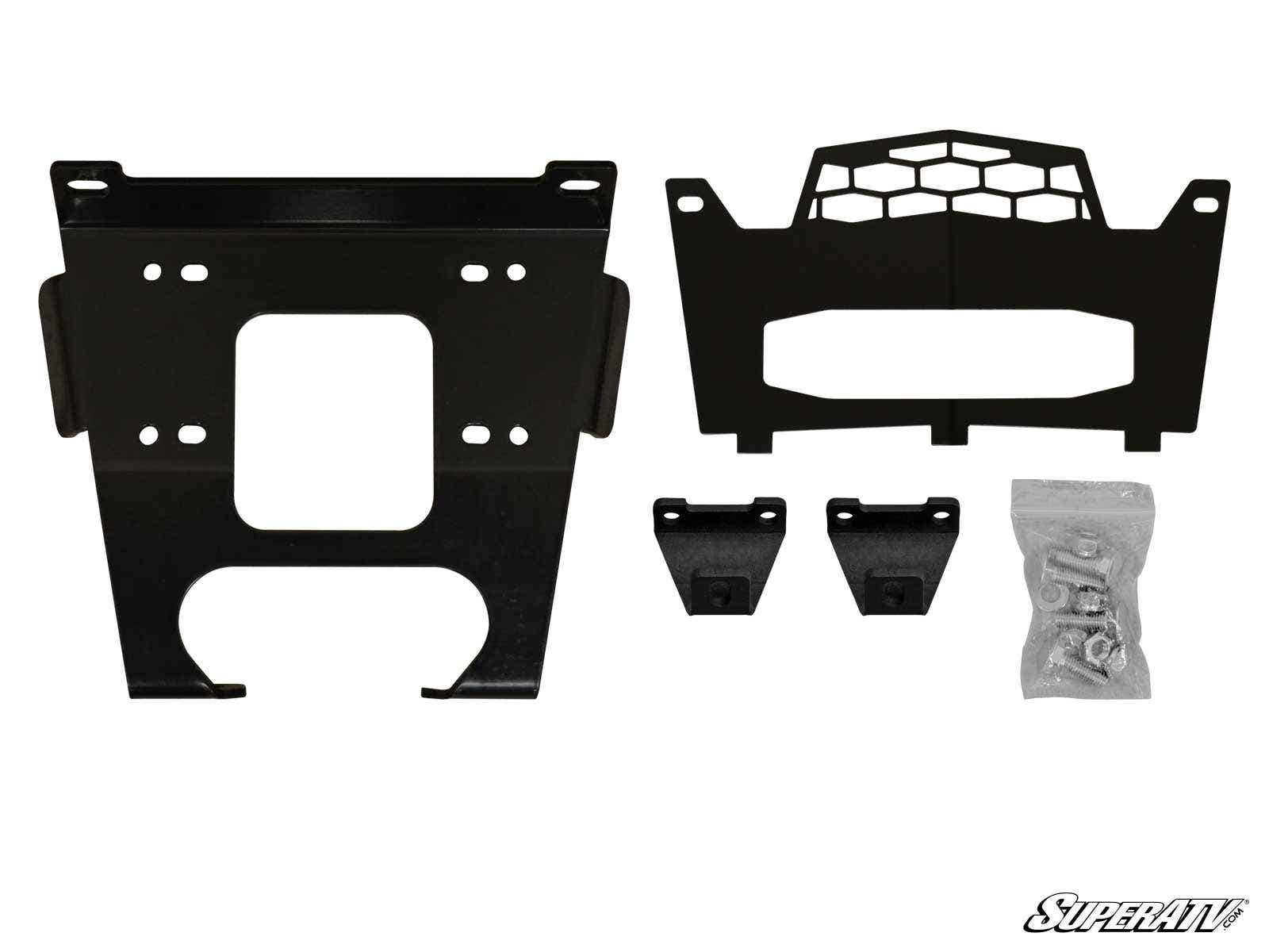 SuperATV Polaris RZR XP 1000 Winch Mounting Plate Powder-Coated Steel