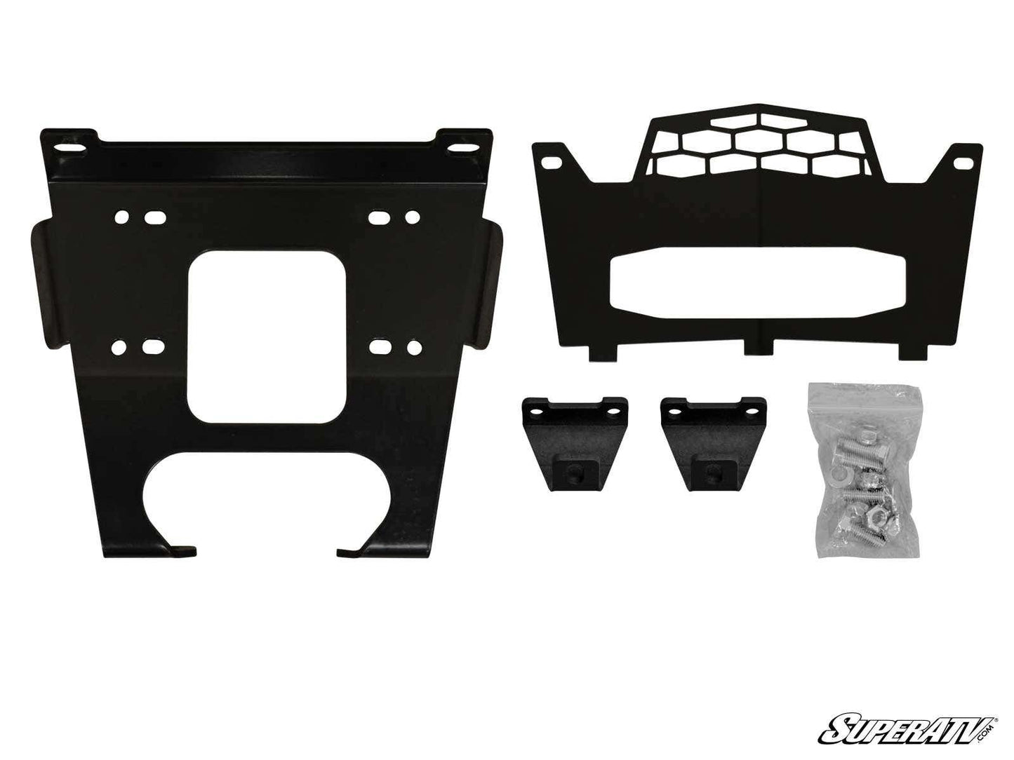 SuperATV Polaris RZR 900 Winch Mounting Plate Powder-Coated Steel