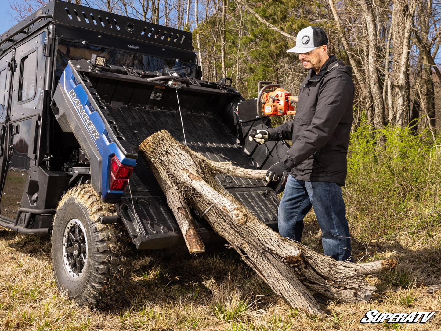 SuperATV Polaris Ranger XP 570 Bed Winch 500‑lb Capacity
