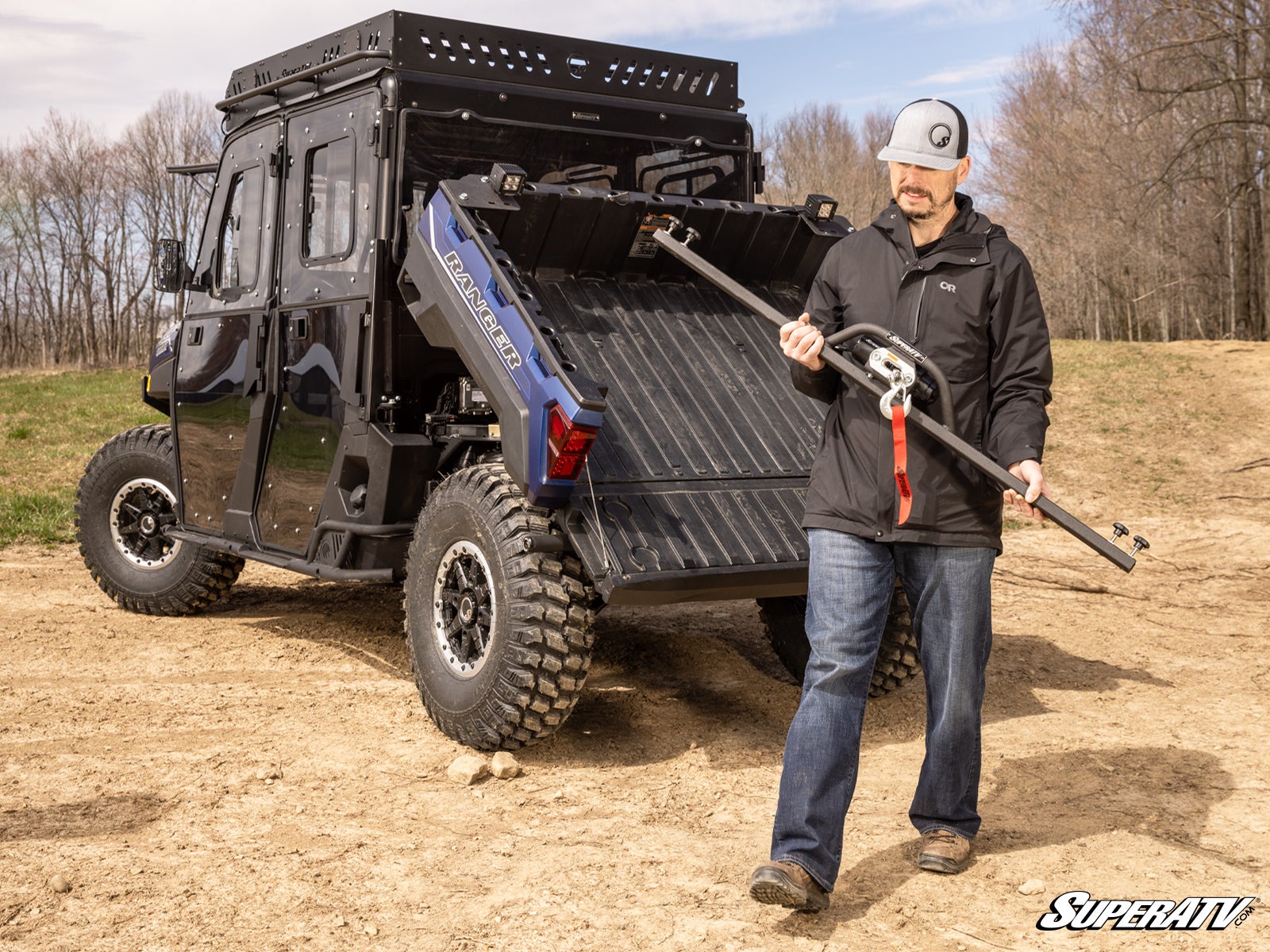 SuperATV Polaris Ranger XP 570 Bed Winch 500‑lb Capacity