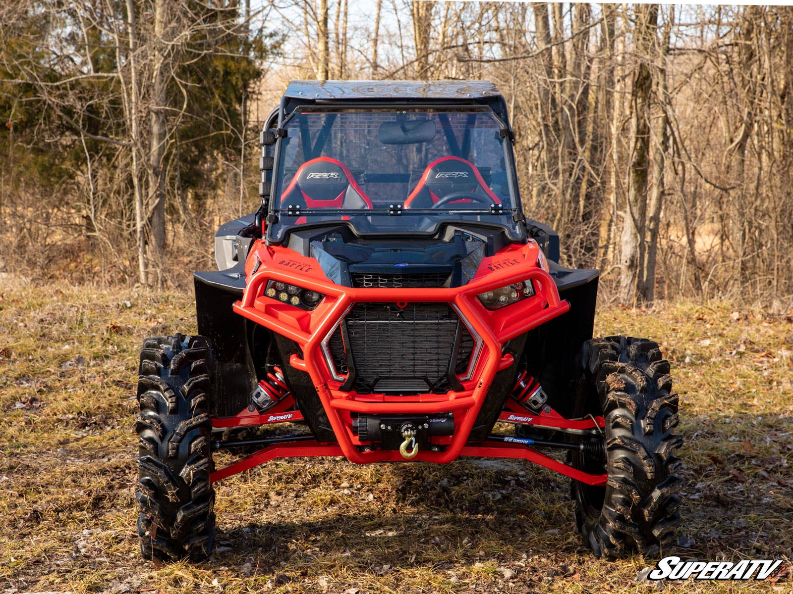 SuperATV Winch Mount Powder-Coated Steel Polaris RZR XP Turbo S