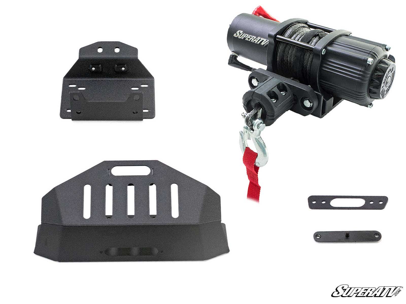 SuperATV Winch Mount Powder-Coated Steel Polaris RZR XP Turbo S