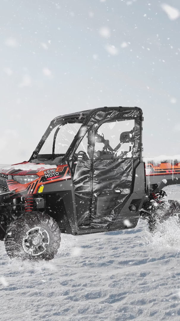 Kemimoto 2-in-1 Sliding Rear Windshield for Polaris Ranger XP 1000