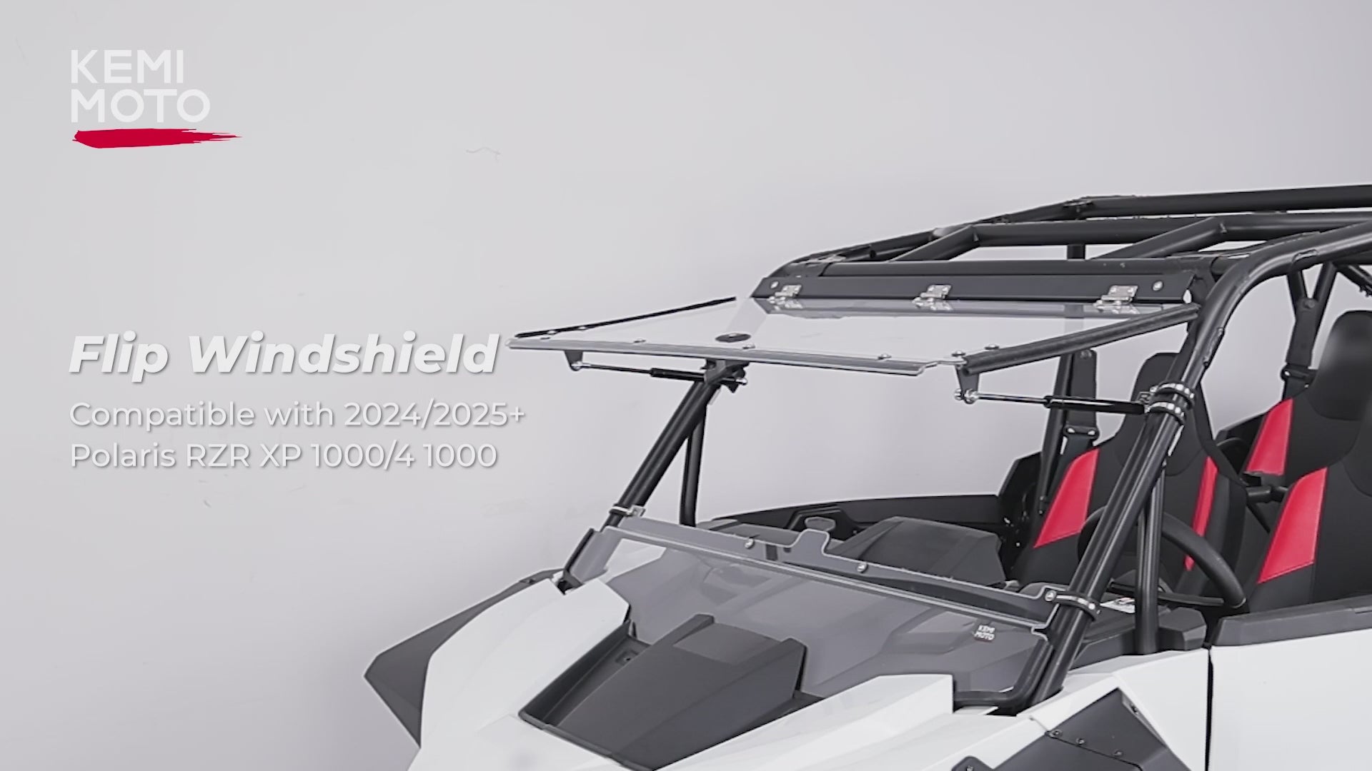 Kemimoto Full Split Windshield, All-Weather Adaptable, Polaris XP 1000/4 1000