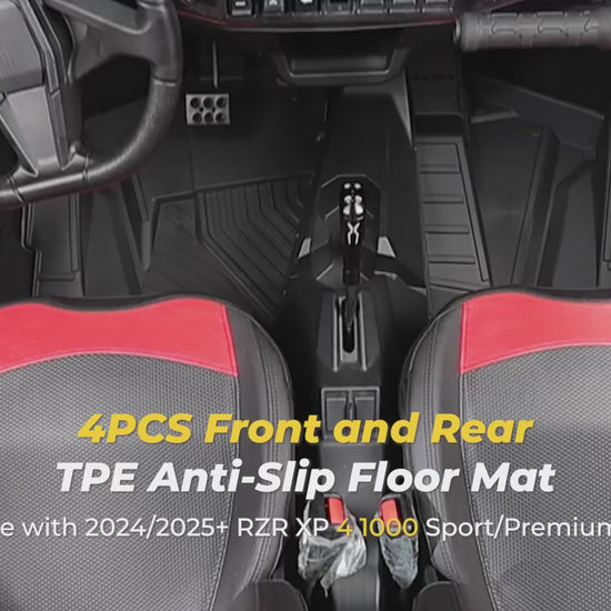 TPE Non‑Slip Floor Mats 4PCS for 2024/2025 Polaris RZR XP 4 1000