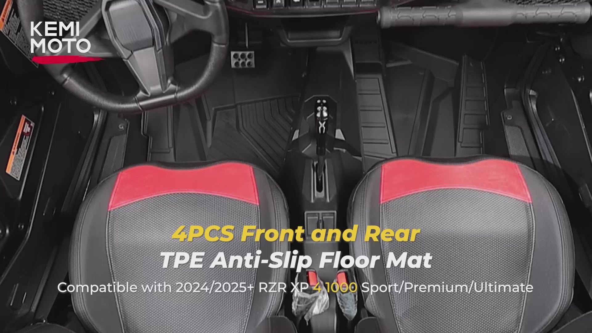 TPE Non‑Slip Floor Mats 4PCS for 2024/2025 Polaris RZR XP 4 1000