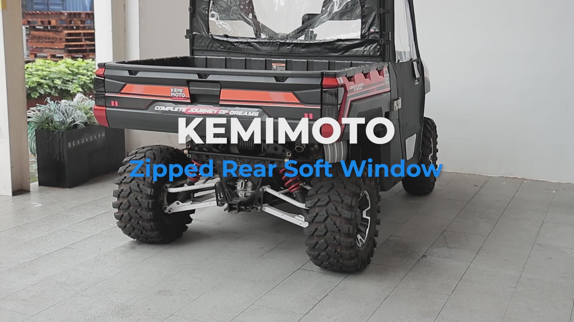 Kemimoto Zippered Rear Window for Polaris Ranger XP 1000 Crew