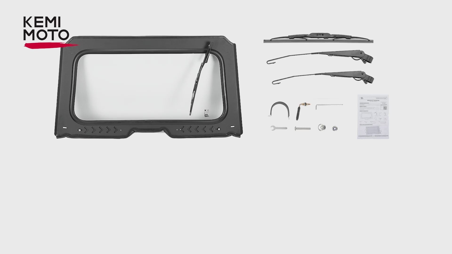 Kemimoto 8MM Glass Windshield with Wiper for Honda Talon 1000