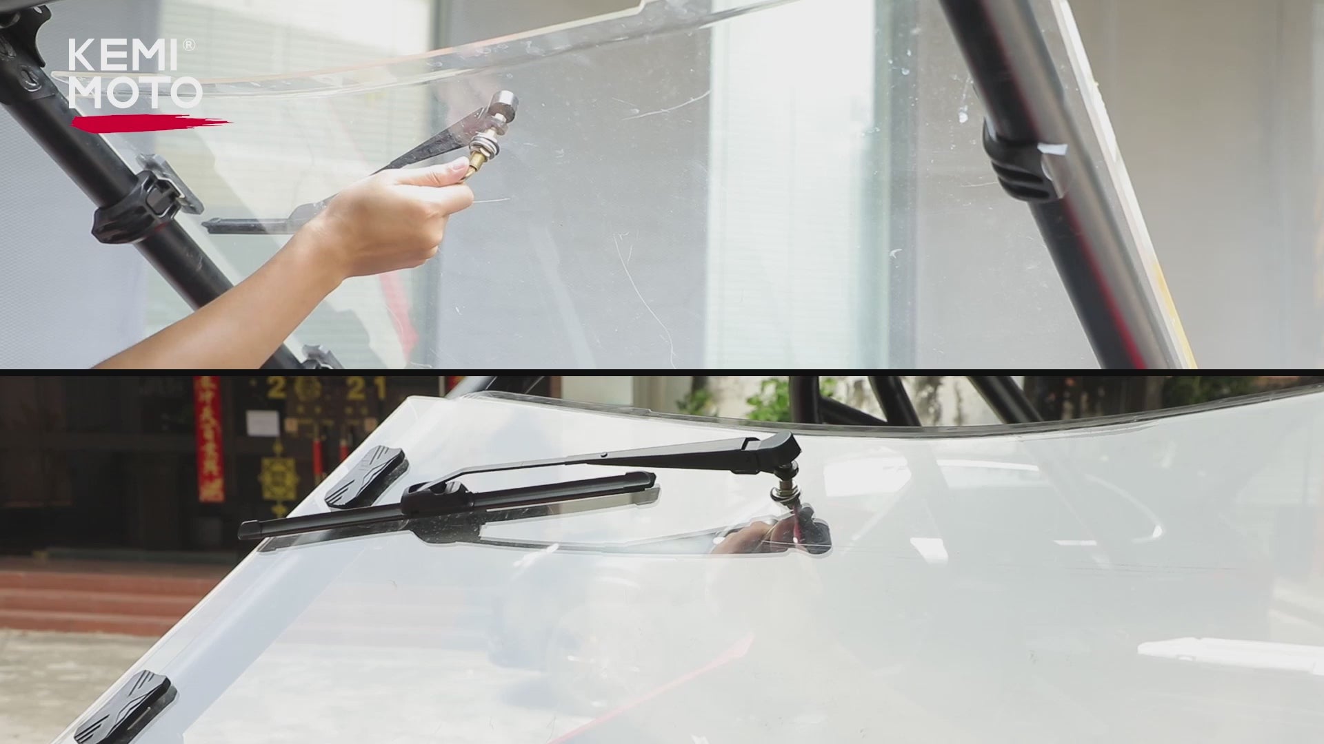 Kemimoto UTV Hand Operated Manual Windshield Wiper Kit 1 PCS